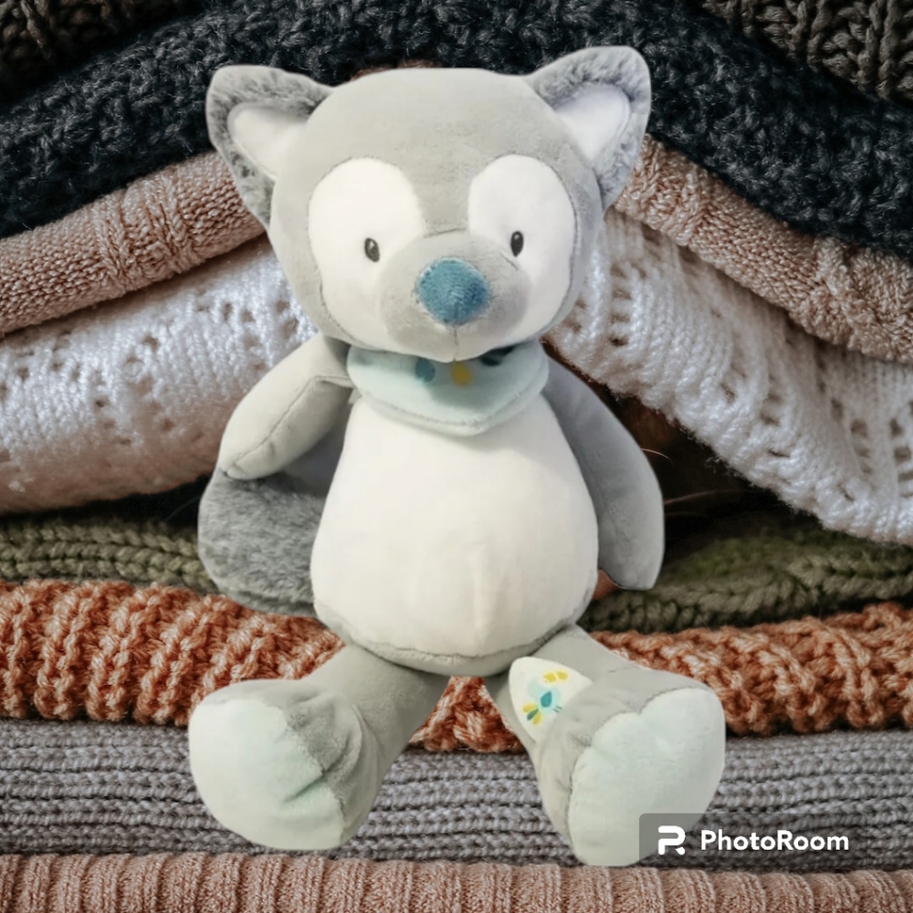 NATTOU Tim n Tiloo‎ Plush Tiloo The Wolf Lovey Gray Blue Baby Stuffed Animal Toy